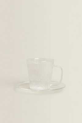 BOROSILICATE GLASS COFFEE CUP AND SAUCER