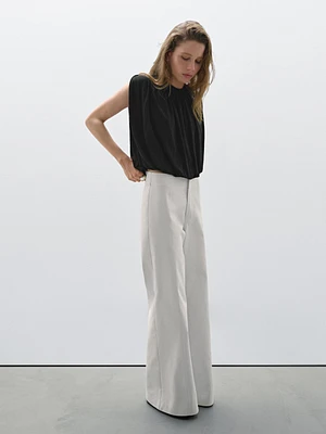 Pantalon large coutures apparentes