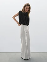 Pantalon large coutures apparentes