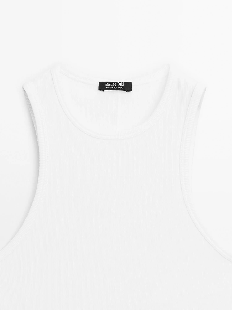Top à encolure américaine en coton mélang