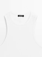 Top à encolure américaine en coton mélang