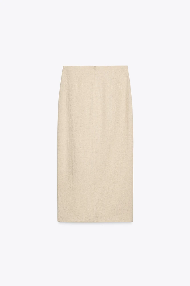 JUPE MIDI BOUCLE EN LIN