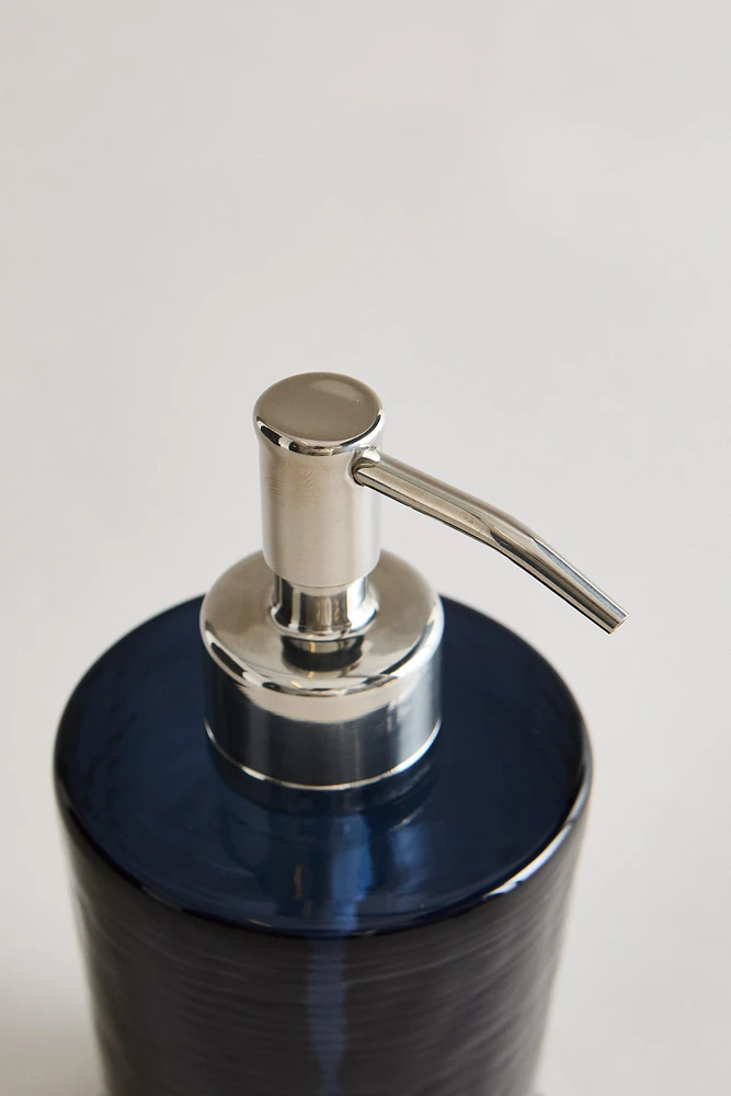 BLUE GLASS SOAP DISPENSER