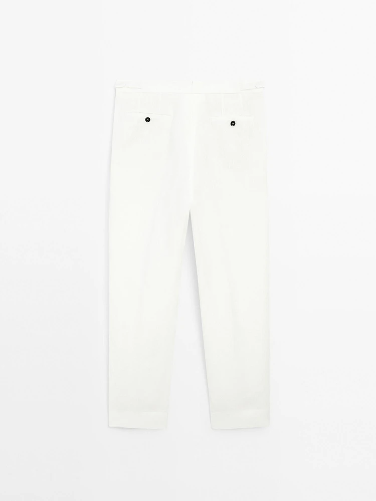 Pantalon à pinces 100 % lin