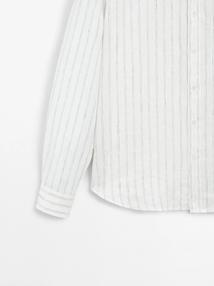 Chemise regular fit 100 % lin rayures