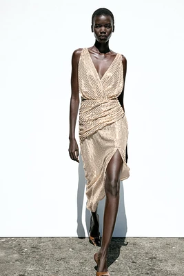 SEQUIN MIDI DRESS