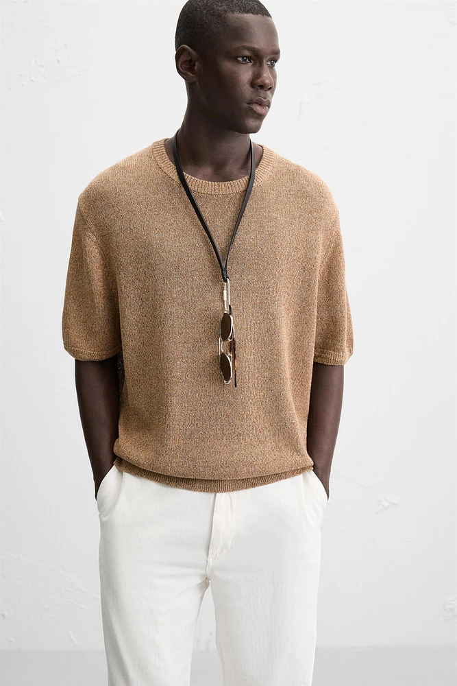 T-SHIRT EN MAILLE DE COTON ET LIN