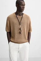 T-SHIRT EN MAILLE DE COTON ET LIN