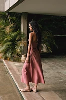 ROBE MIDI HALTER EN RAMIE