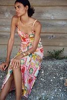 ROBE MIDI IMPRIMÉE PATCHWORK AVEC LIN