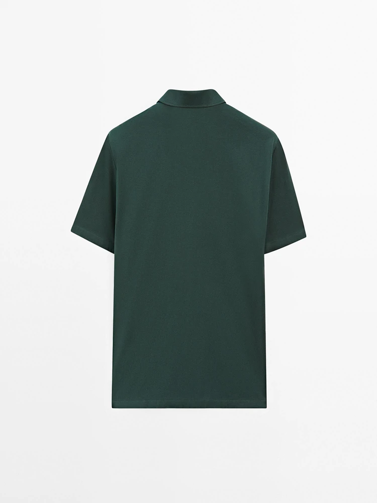 Slim fit cotton blend polo shirt