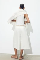 BELTED PLEATED LONG SHORTS