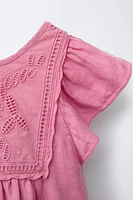 100% LINEN EMBROIDERED PATCH DRESS