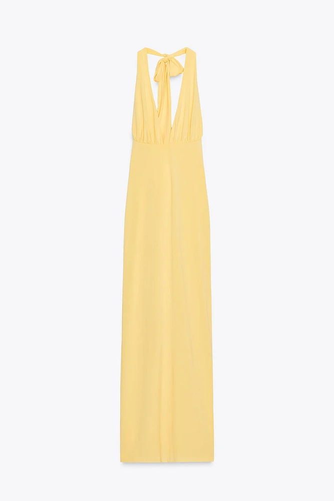 OPEN BACK HALTER LONG DRESS