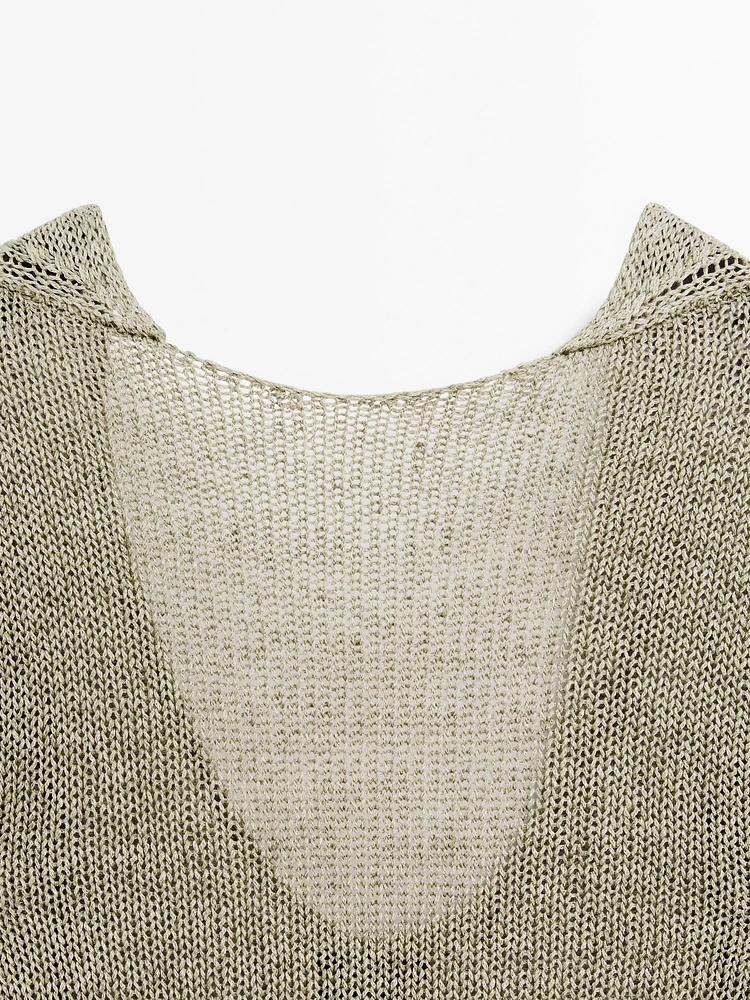 Pull à col en V lin - STUDIO