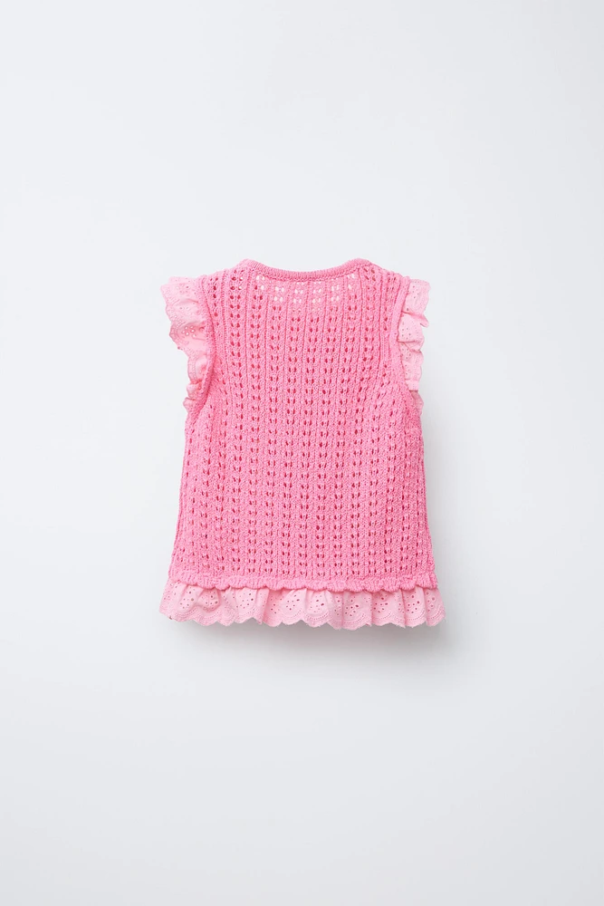 TOP EN MAILLE DENTELLE