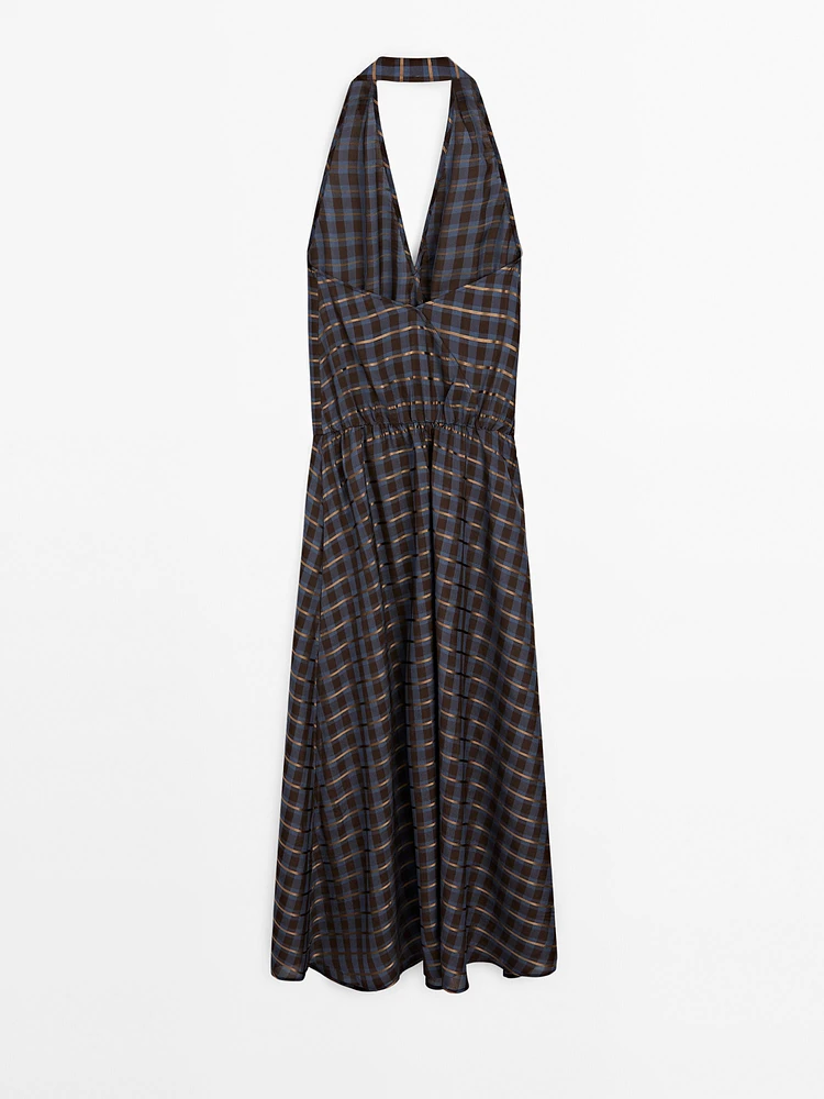 Robe longue ample imprimée à encolure américaine
