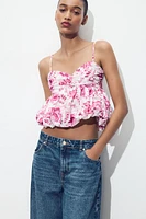 PRINTED TOP WITH OPENWORK EMBROIDERY