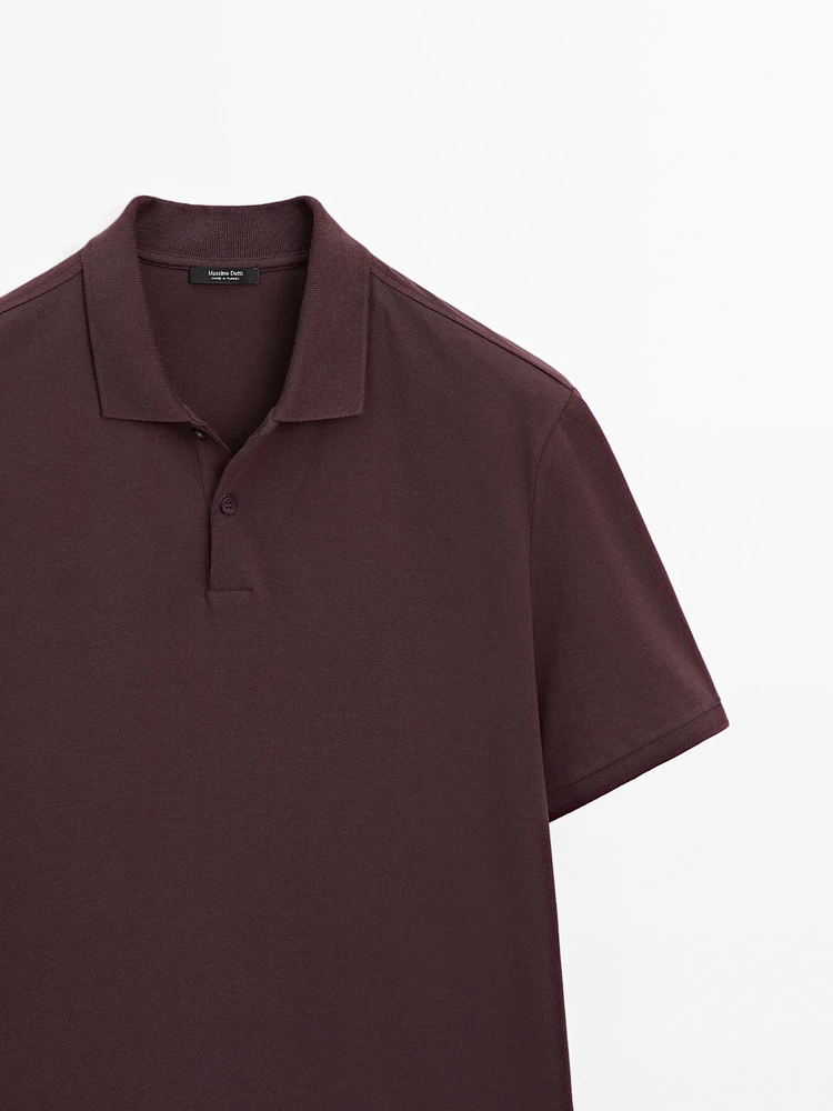 Micro textured piqué cotton polo shirt