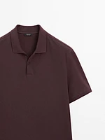 Micro textured piqué cotton polo shirt