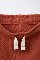 WAFFLE KNIT T-SHIRT AND BERMUDA JOGGING SET