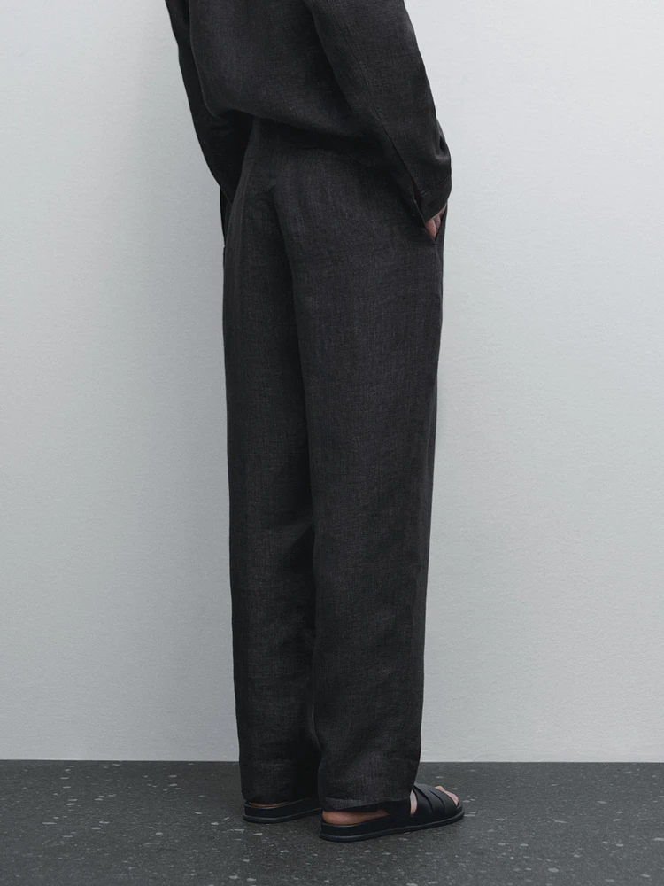 Faded 100% linen trousers