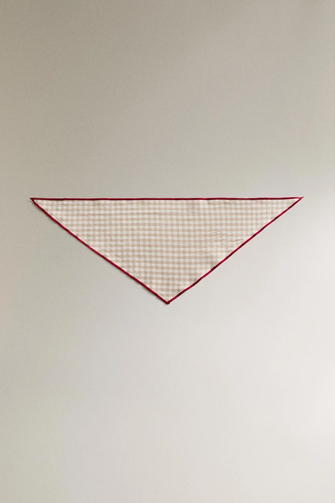 LINEN COTTON CHECKED PET BANDANA