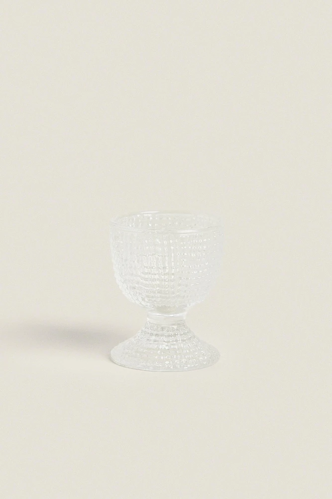 GLASS EGG CUP WITH RAISED DETAIL