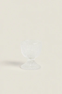 GLASS EGG CUP WITH RAISED DETAIL