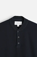 BUTTON COLLAR WAFFLE T-SHIRT