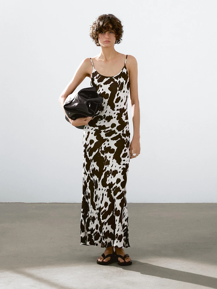 Robe midi nuisette à imprimé animal