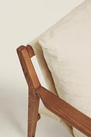 WOODEN ARMCHAIR WITH REMOVABLE CUSHION