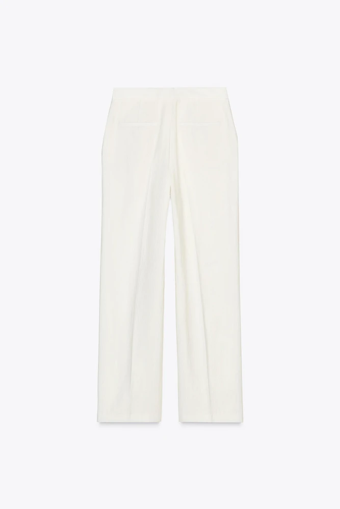 WRINKLE-LOOK STRAIGHT PANTS