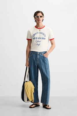 T-SHIRT RIB CONTRASTE INSCRIPTION