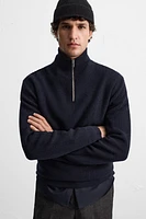 WOOL AND COTTON QUARTER ZIP SWEATER