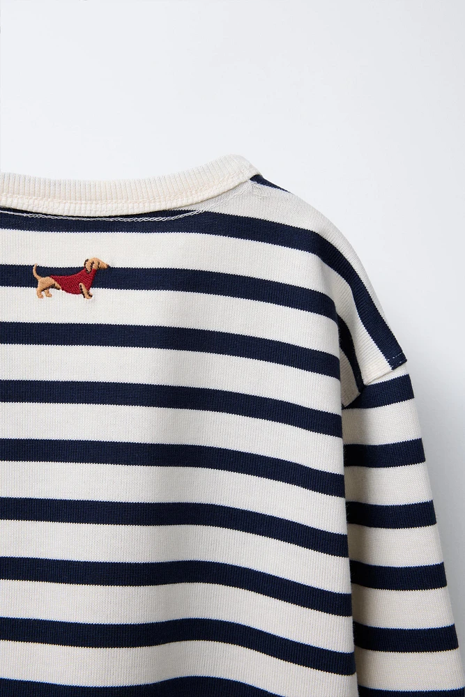 EMBROIDERED STRIPED T-SHIRT