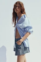 TRF PLEATED DENIM SHORTS
