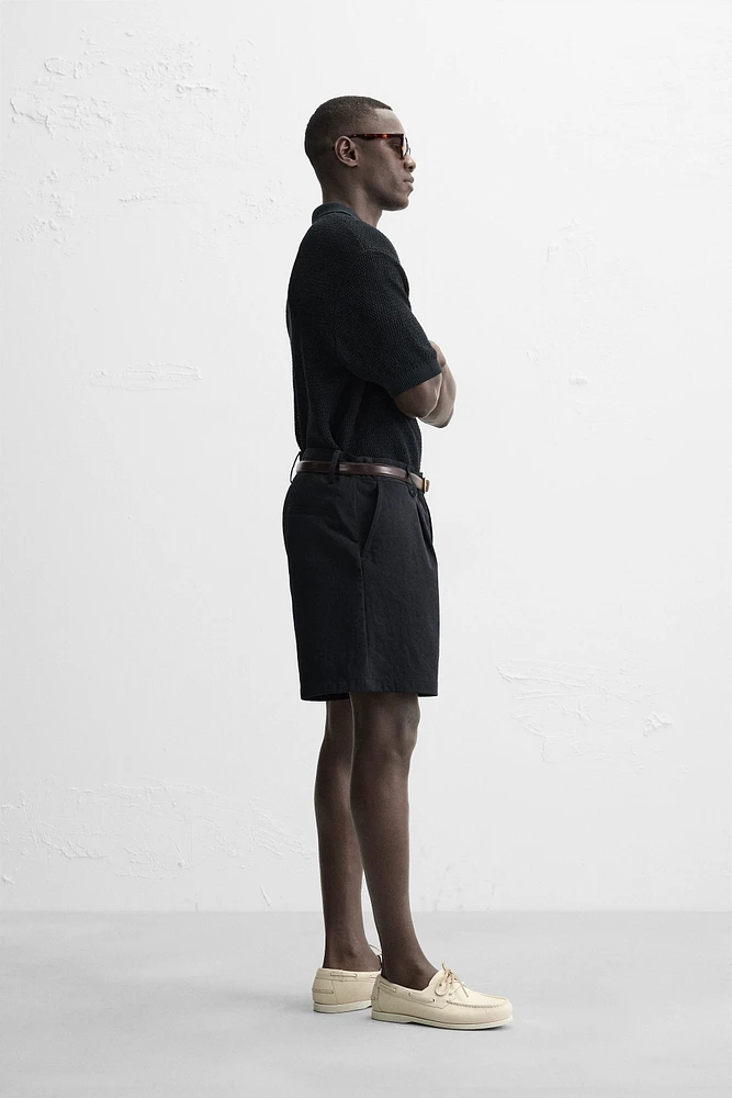OPEN TEXTURED KNIT POLO SHIRT