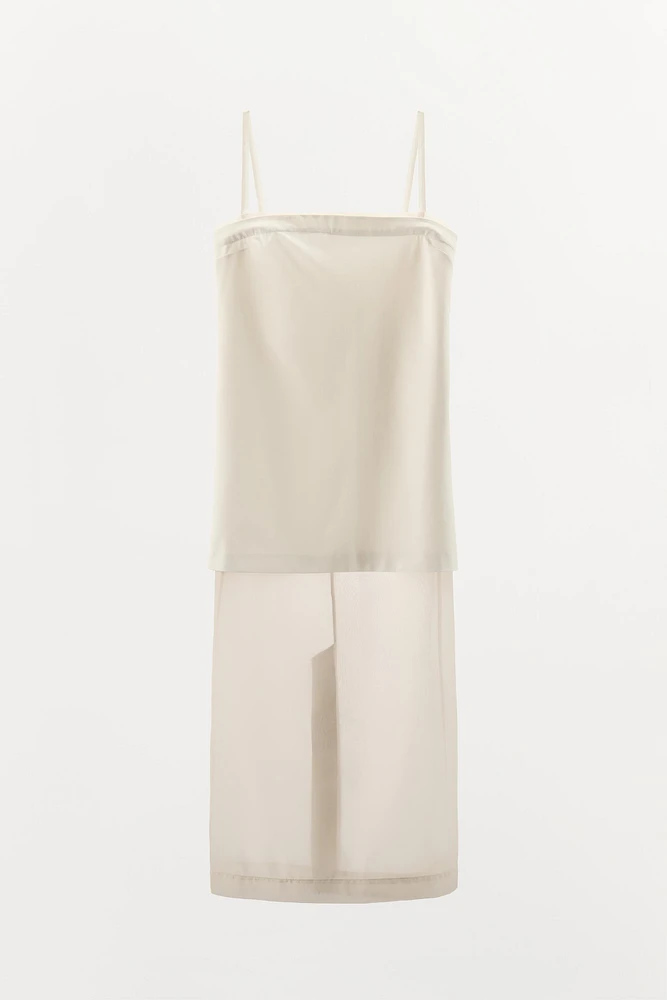 ROBE MIDI EN MATIÈRES VARIÉES ORGANZA