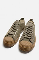 CONTRAST LEATHER SNEAKERS