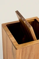 SQUARE WOODEN BATHROOM TRASH CAN