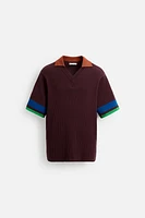 POLO EN MAILLE CÔTELÉE COLOR BLOCK