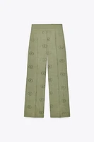 STRAIGHT LEG PANTS WITH OPENWORK EMBROIDERY