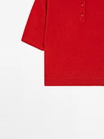100% cashmere knit short sleeve sweater