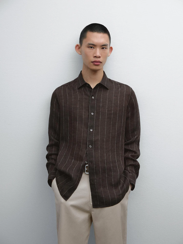 100% linen pinstripe shirt