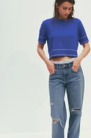 TOPSTITCH KNIT TOP