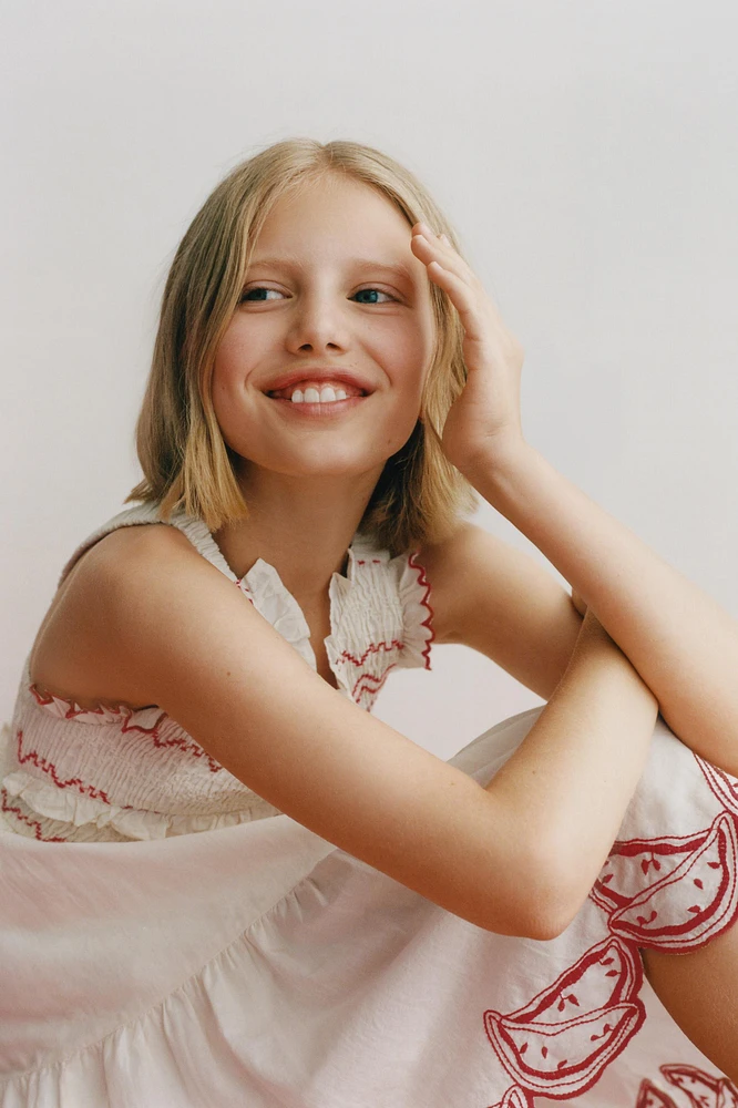WATERMELON EMBROIDERED DRESS