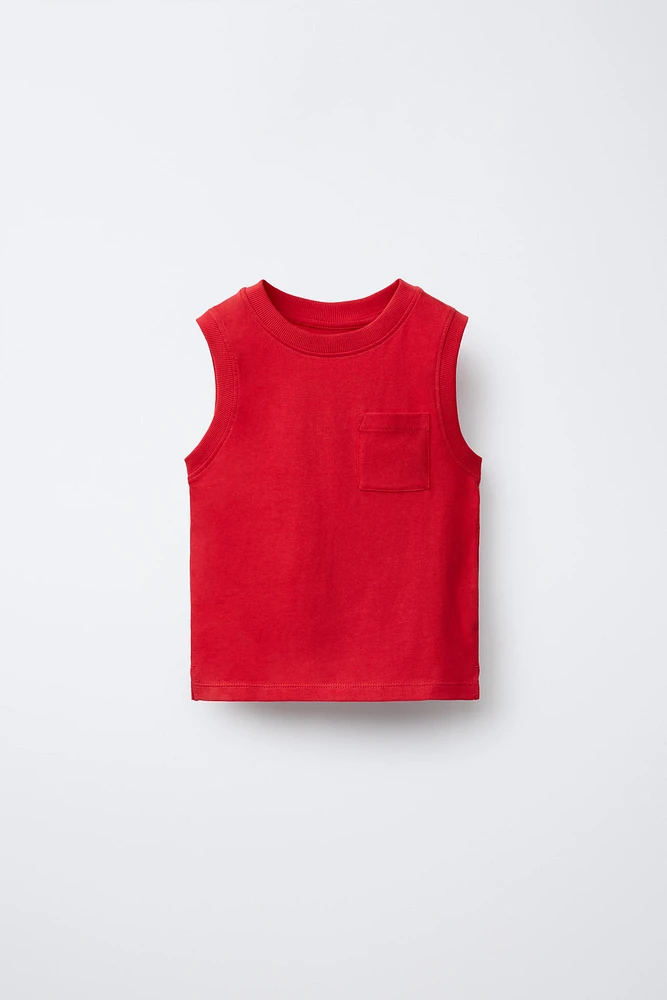 SLEEVELESS POCKET T-SHIRT