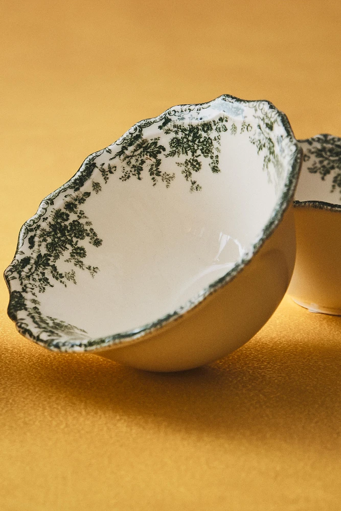 FLORAL EARTHENWARE SNACK BOWL