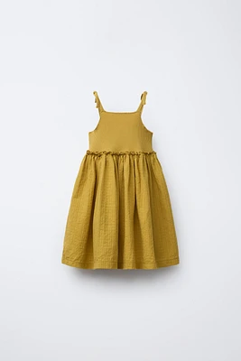 RIB AND TEXTURED COMBINATION DRESS